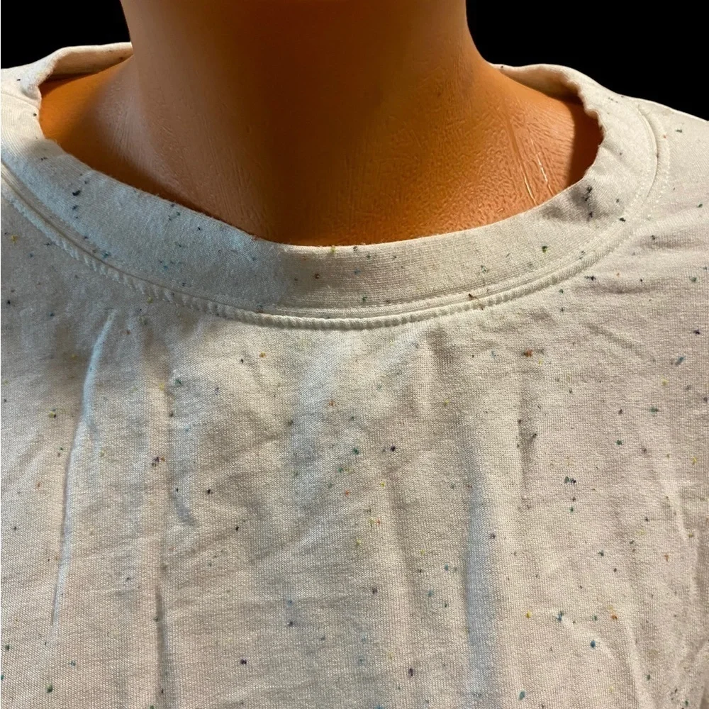 3 Dots Women's Ivory Large Pullover Top Stretch Warm Soft Sprinkles Pattern
